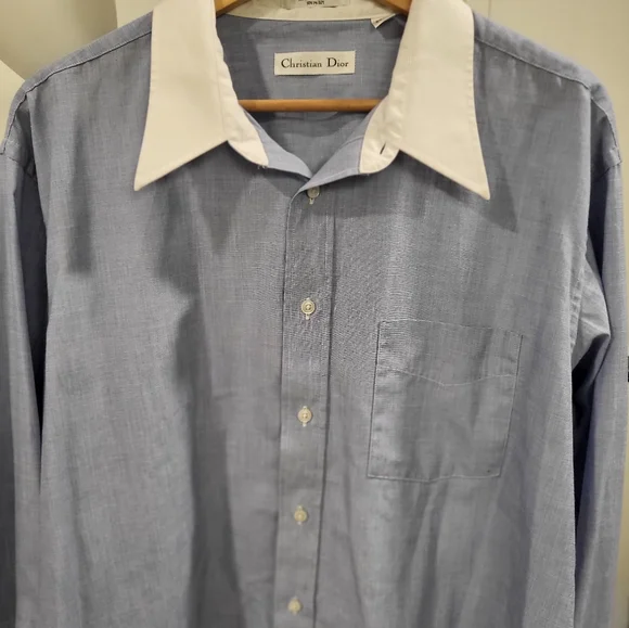 christian dior men's dress shirt DIOR MEN Oblique Jacquard Long Sleeve Shirt - Blue Casual Shirts, Clothing  - CHR370365